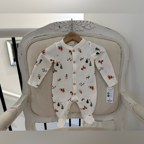 🎅 Baby Newborn Size Waffle Knit Christmas Footie Onesie NWT - Picture 8 of 8